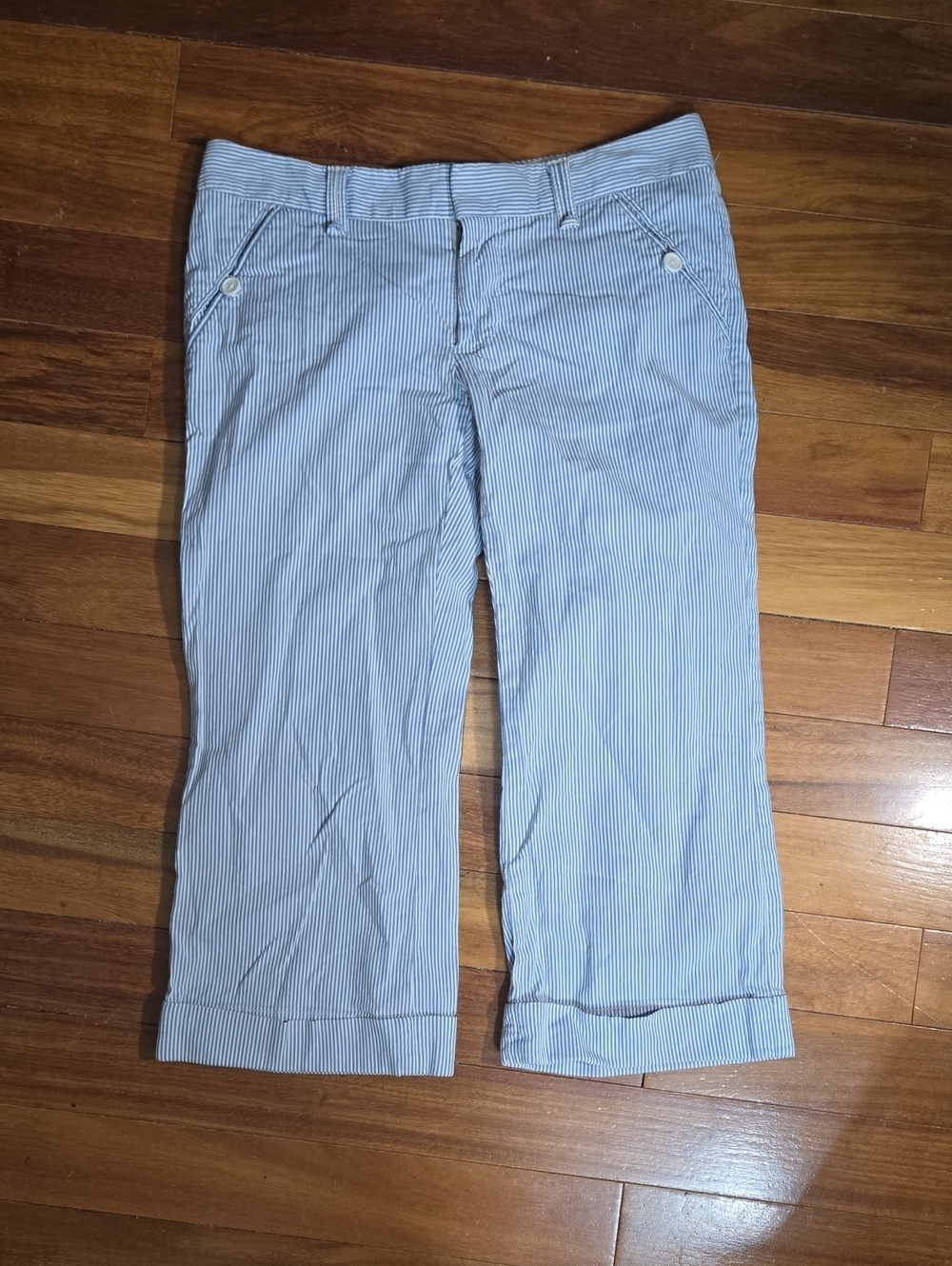 GAP Light Blue Pinstripe Stretch Cropped Pants 4